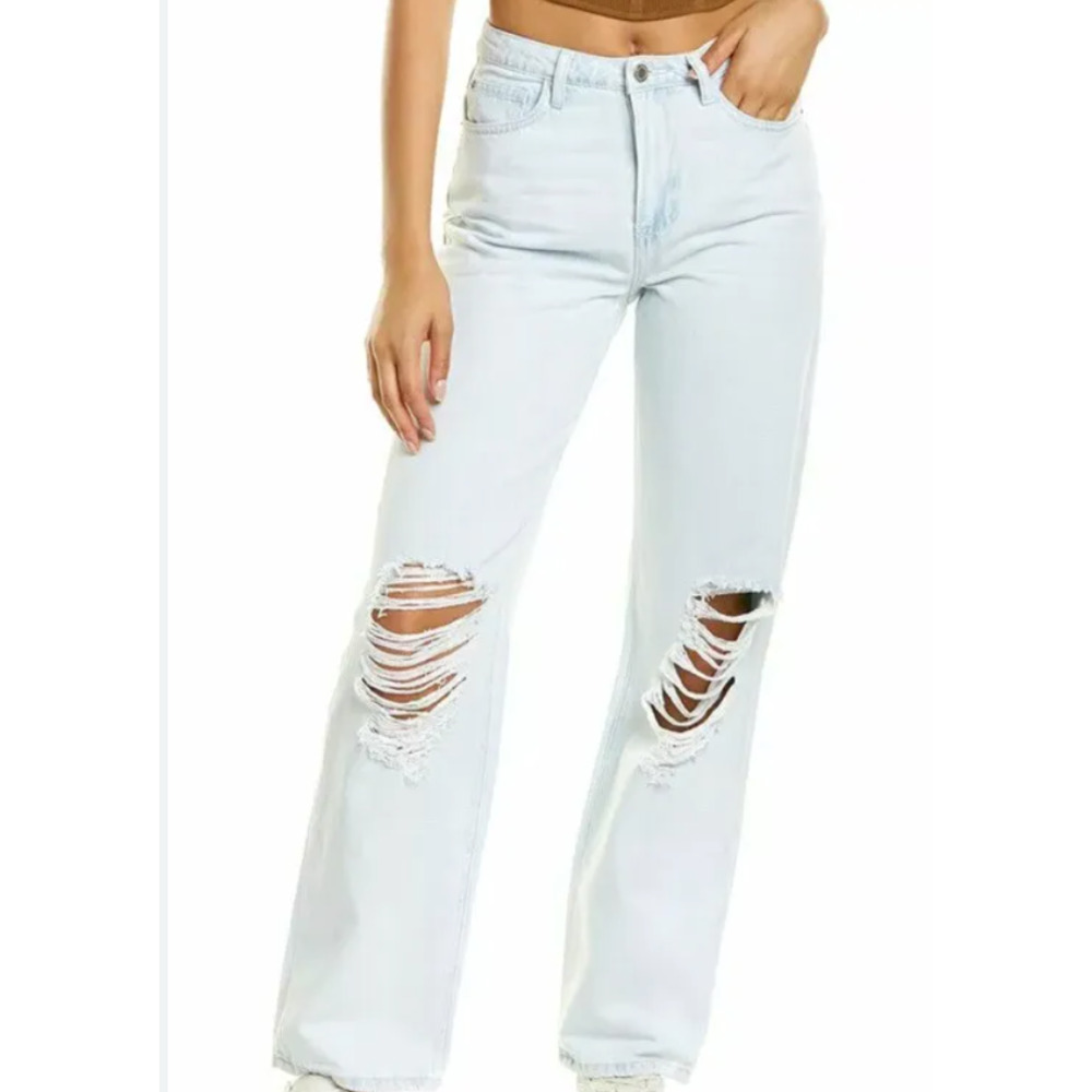 NWT We Wore What mid rise Straight Leg icy wash